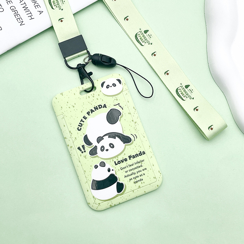 Dây đeo thẻ học sinh, sinh viên, nhân viên thiết kế bao đựng thẻ dọc với họa tiết Chú Gấu Trúc Panda cute