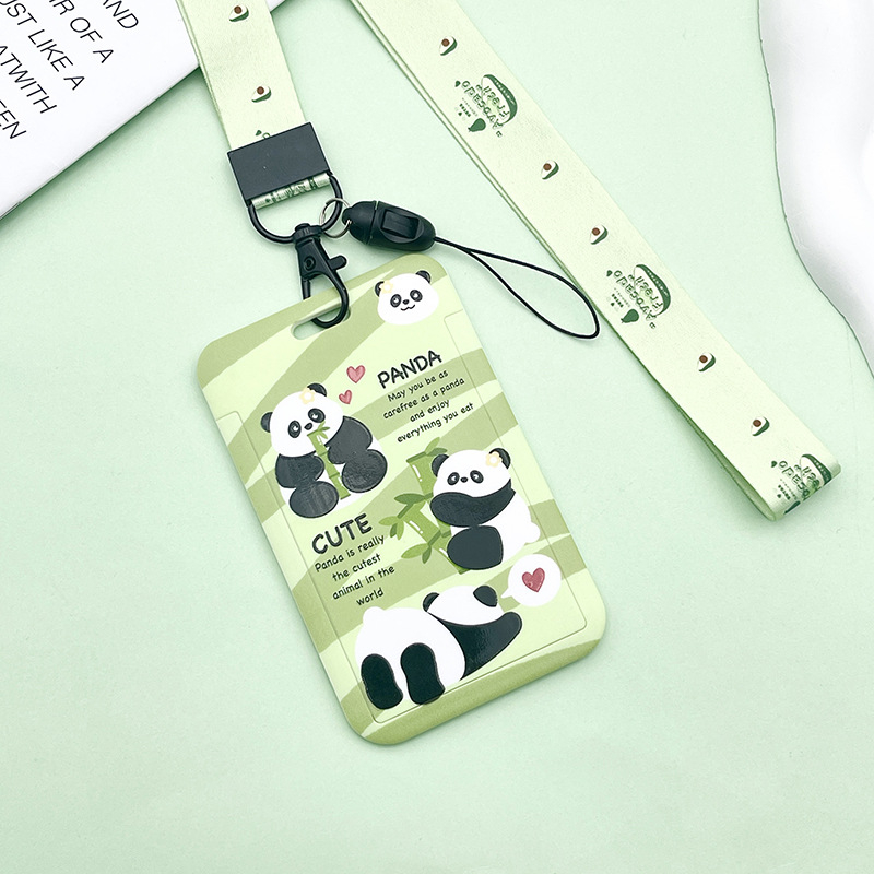 Dây đeo thẻ học sinh, sinh viên, nhân viên thiết kế bao đựng thẻ dọc với họa tiết Chú Gấu Trúc Panda cute