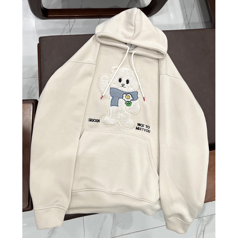 Áo hoodie nam nữ Gấu Lông thêu unisex cặp đôi nỉ ngoại cotton form rộng có mũ xám đen dày oversize DNN | BigBuy360 - bigbuy360.vn