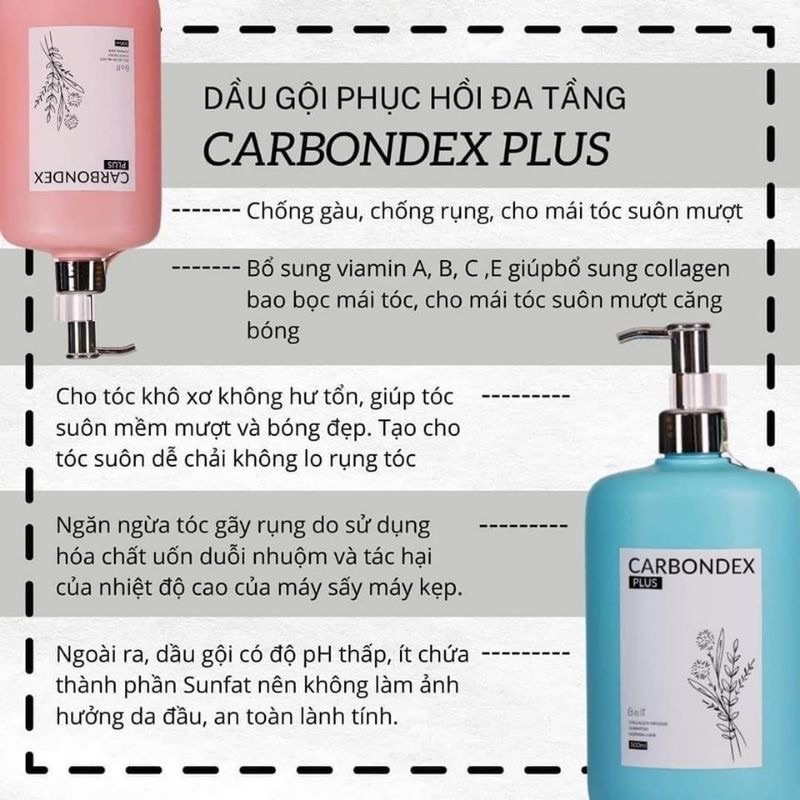 Bộ GỘI XẢ phục hồi LAMELAS-CARBONDEX PLUS siêu mềm mượt - siêu thơm 500ml