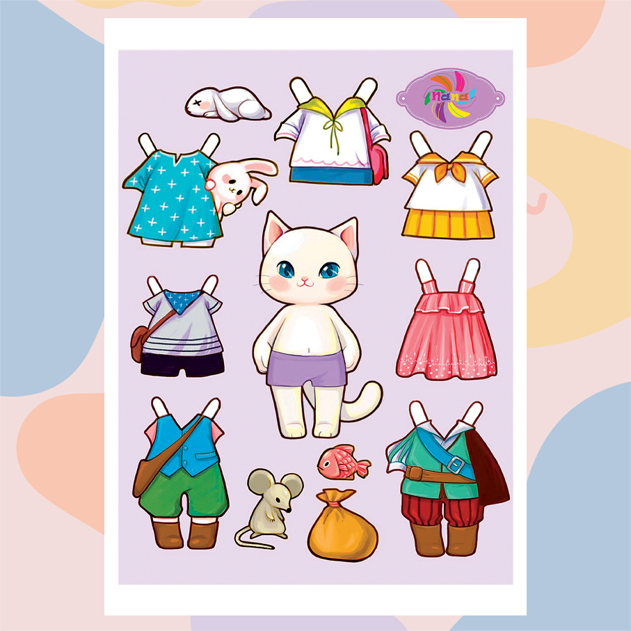 Búp bê giấy Chibi thay đồ thủ công thời trang phong cách Hàn Quốc cho bé combo 6 hình siêu đáng yêu BBG004