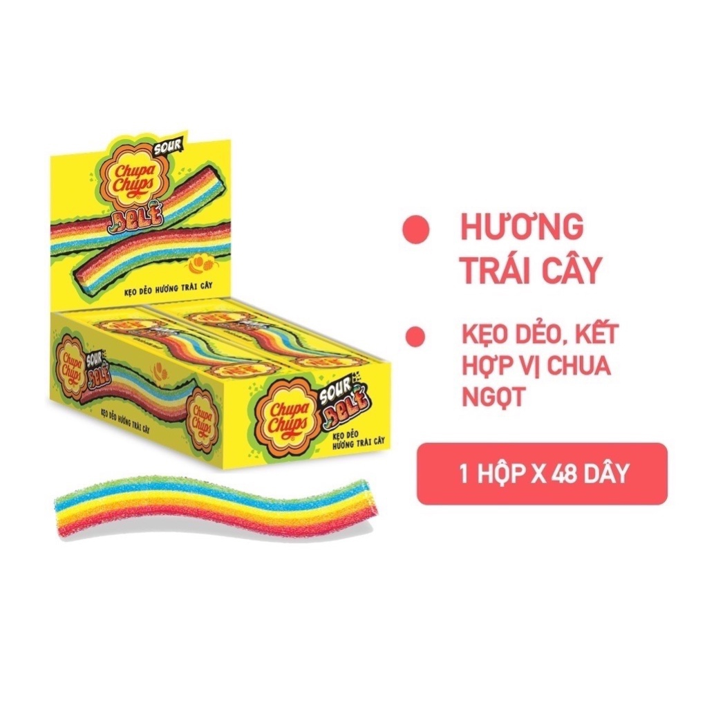 Nguyên Hộp Kẹo Dẻo Chupa Chups Sour Belt 7g