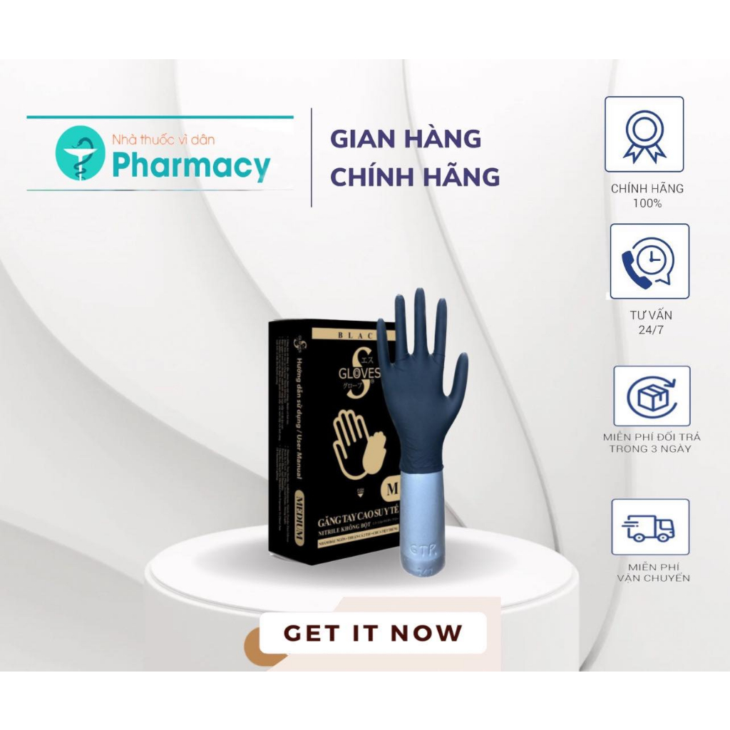 Găng tay Đen y tế nitrile không bột Sgloves 3.5gr