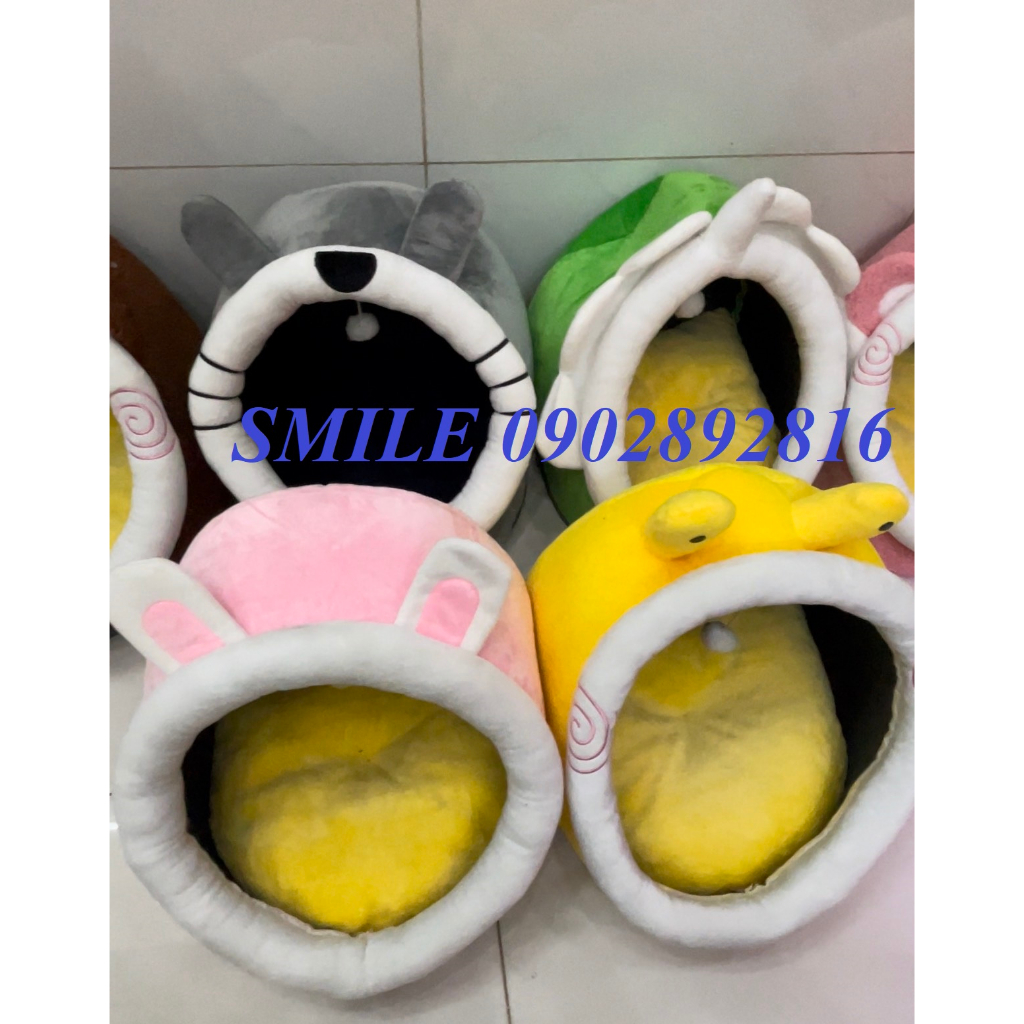 [FREESHIP] Ổ Đệm, Nệm, Nhà Êm Ái Có Vành Tai Kèm Cục Bông Tròn Đồ Chơi Dành Cho Thú Cưng Chó Mèo
