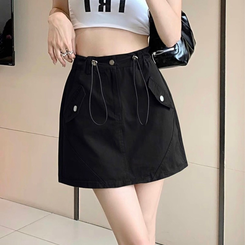 Chân váy chữ A kaki dây rút TÚI CHÉO dáng ngắn  nữ UN - Thiên Yết