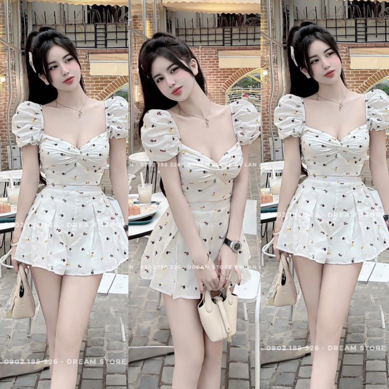 Đầm Tăm Lạnh Sát Nách Đính Hoa Ngực Dáng Xoè