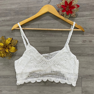 💥Áo 2 dây len móc croptop cho nữ