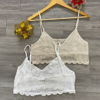 💥Áo 2 dây len móc croptop cho nữ