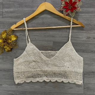 💥Áo 2 dây len móc croptop cho nữ