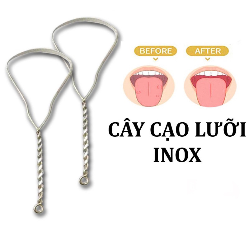 ( Túi 10 cây ) Cây cạo lưỡi Inox - Dạng bầu thân xoắn