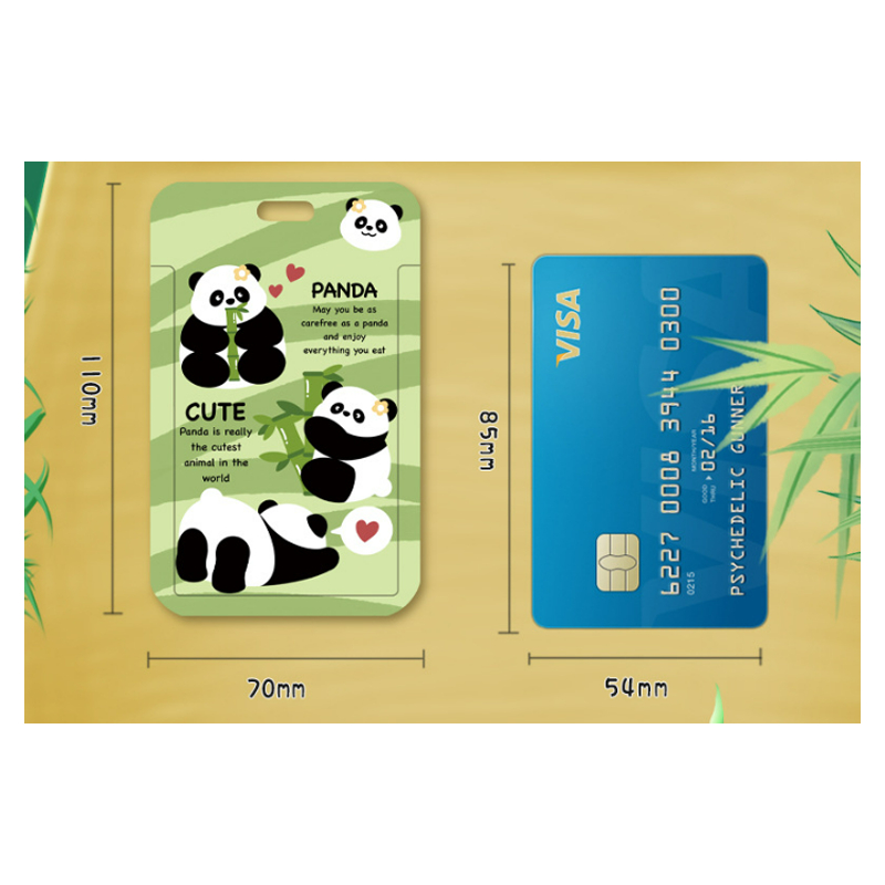Dây đeo thẻ học sinh, sinh viên, nhân viên thiết kế bao đựng thẻ dọc với họa tiết Chú Gấu Trúc Panda cute