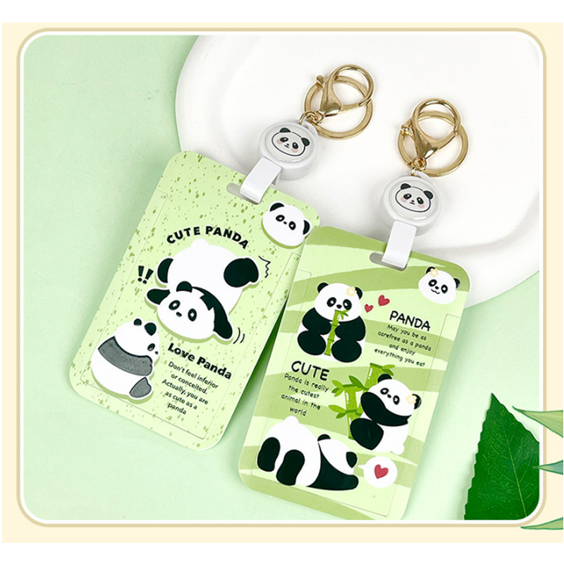 Dây đeo thẻ học sinh, sinh viên, nhân viên thiết kế bao đựng thẻ dọc với họa tiết Chú Gấu Trúc Panda cute