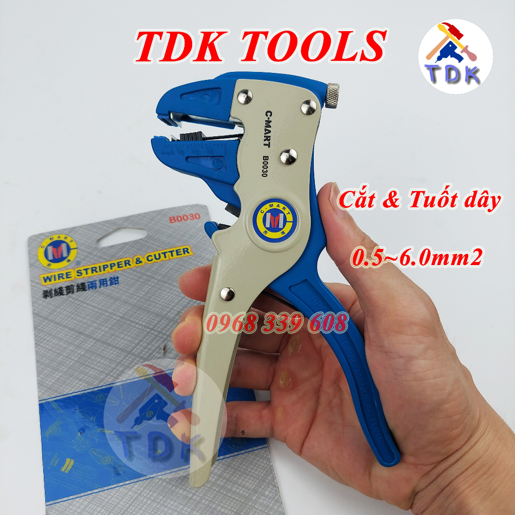 Kìm tuốt dây điện mỏ quạ đa năng 0.5~6.0mm2 C-Mart B0030