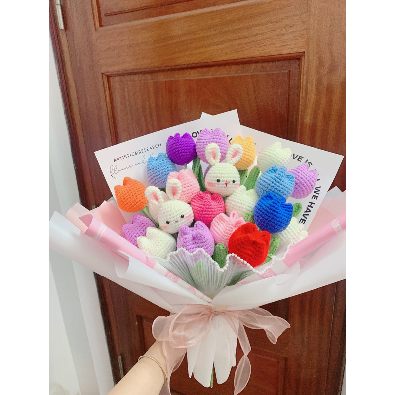 Hoa len tulip 1 bông lẻ xinh xắn