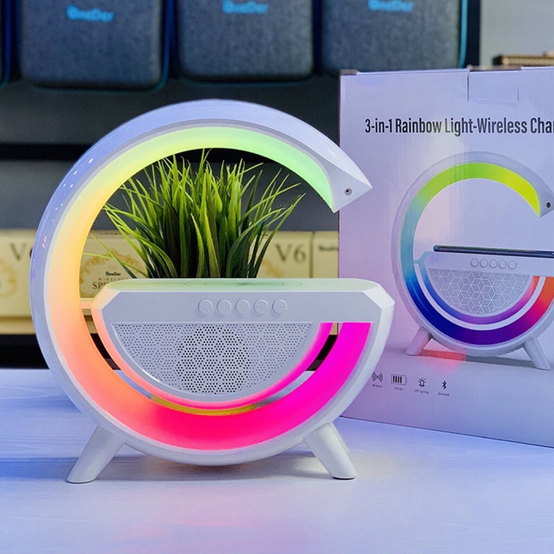 Loa bluetooth chữ G có đèn led RGB kiêm đèn ngủ và sạc không dây