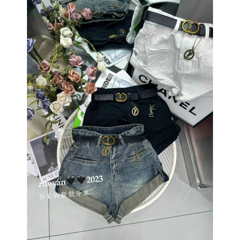 Quần sooc jeans kèm đai tag hàng QCL1