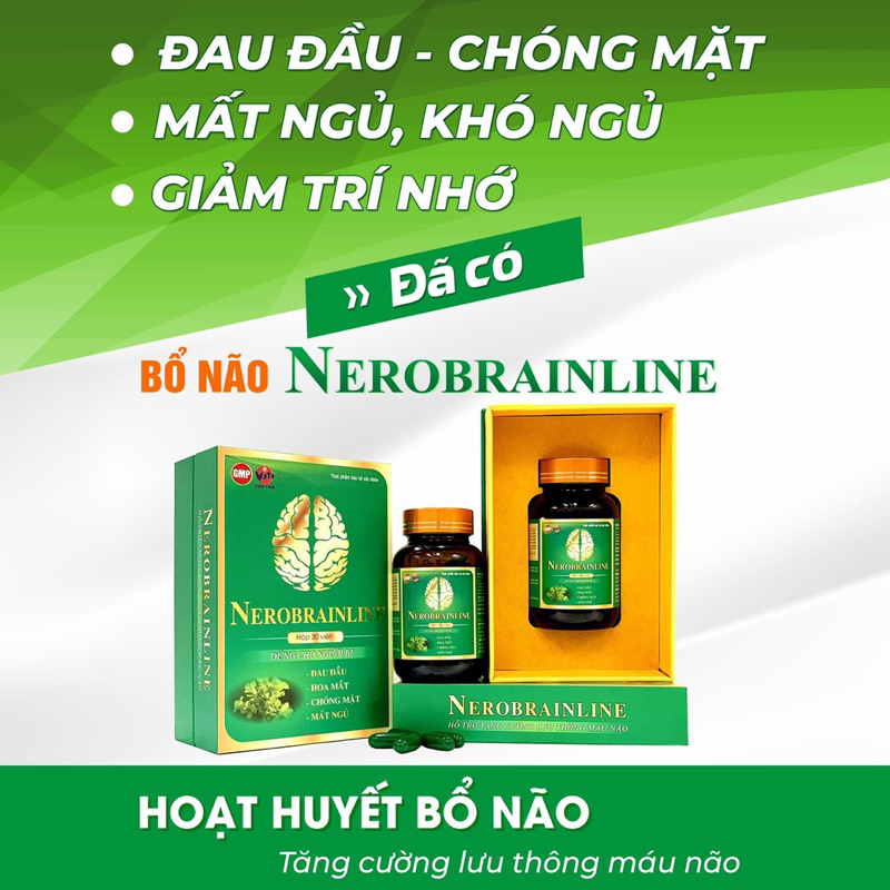 Viên Uống Bổ Não Nerobrainline Vạn Tam Giúp Hoạt Huyết Tăng Tuần Hoàn Máu Lên Não Giảm Đau Đầu Hoa Mắt Mất Ngủ Hiệu Quả