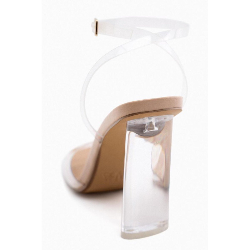 Giày sandal za.ra quai trong suốt gót dẹt trong