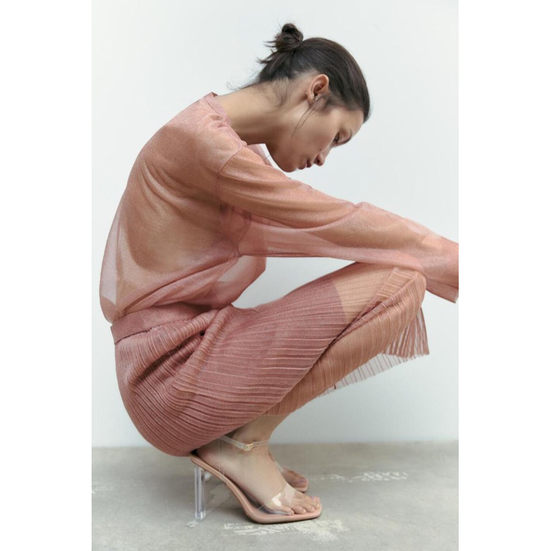 Giày sandal za.ra quai trong suốt gót dẹt trong