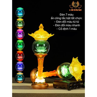 CẶP 2 CÂY ĐÈN LED HOA SEN PHA LÊ THỜ CÚNG TRANG TRÍ
