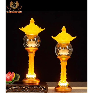 CẶP 2 CÂY ĐÈN LED HOA SEN PHA LÊ THỜ CÚNG TRANG TRÍ
