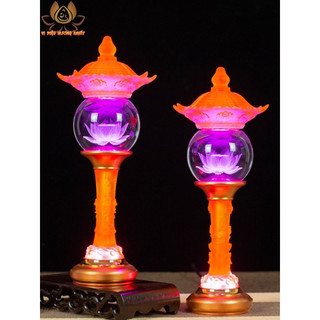 CẶP 2 CÂY ĐÈN LED HOA SEN PHA LÊ THỜ CÚNG TRANG TRÍ