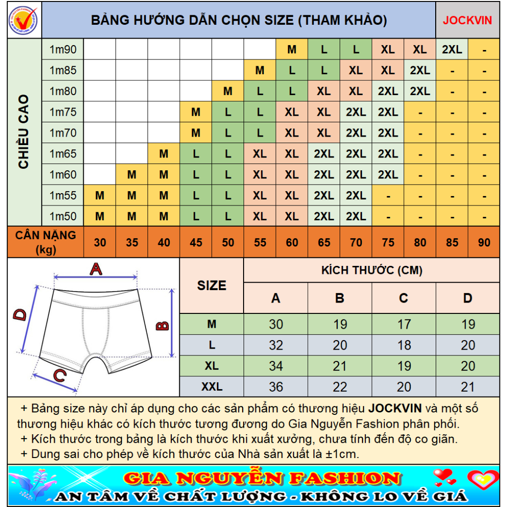 Bộ 4 Quần Boxer nam thương hiệu JOCKVIN, hàng Việt Nam cao cấp - Chất liệu Cotton kháng khuẩn, co giãn 4 chiều