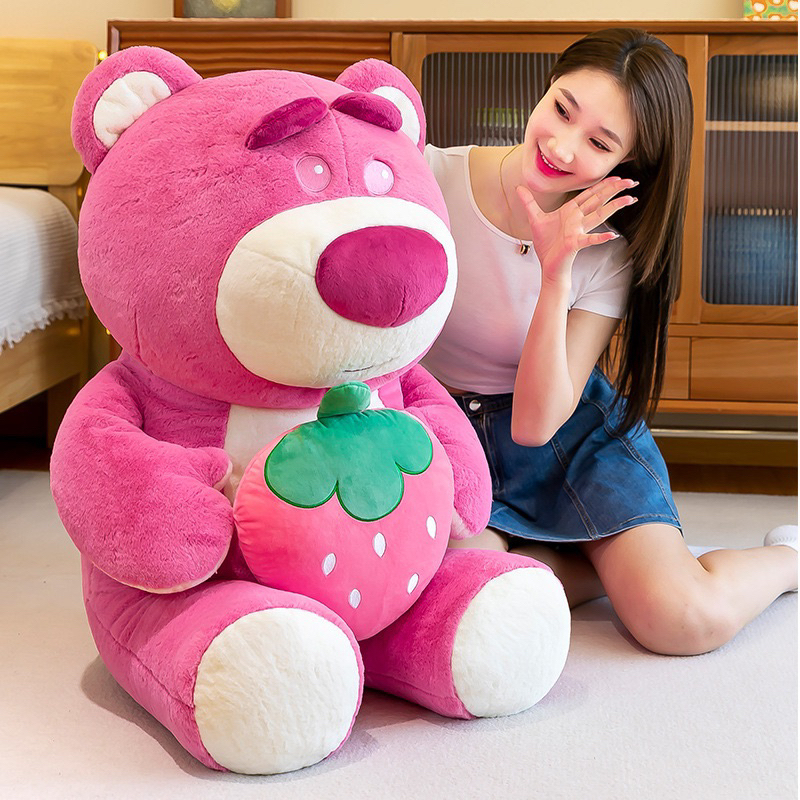 Gấu Bông Gấu Dâu Ôm Quả Dâu Mắt Tròn, Lotso cầm Dâu Lông mịn GABO TEDDY BEAR