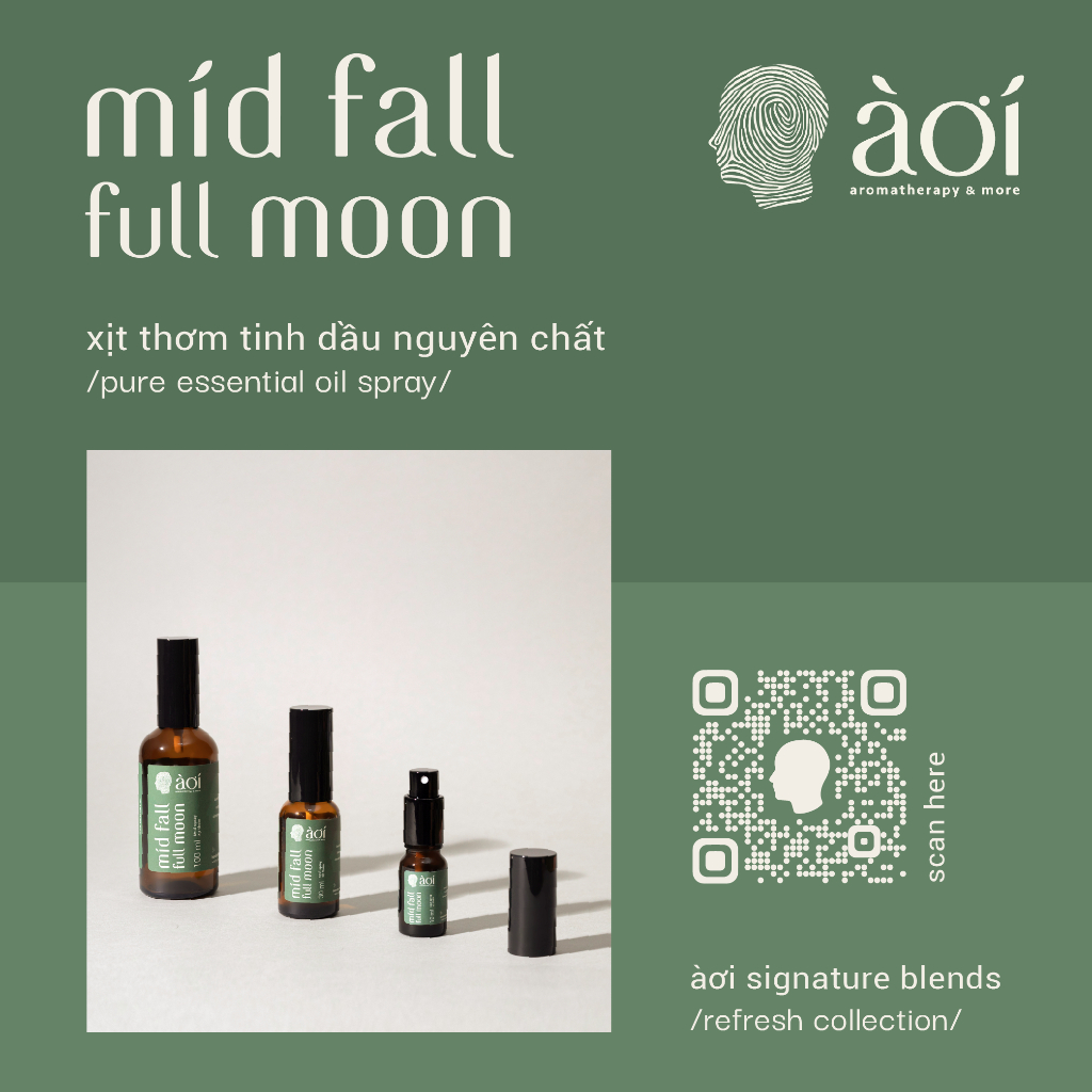 xịt thơm tinh dầu thiên nhiên mid fall full moon | pure essential oil soul spray | àơi signature blend in /refresh/