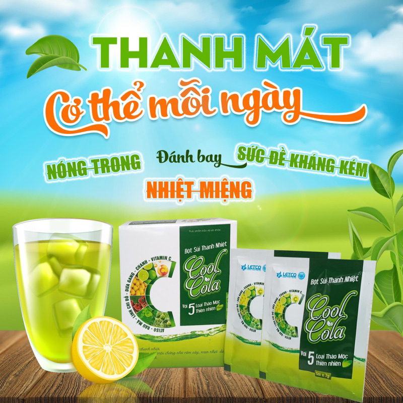 Bột sủi thanh nhiệt Cool Cola - vị dưa gang - Hộp 10 gói - thanh nhiệt, mát gan, hết nhiệt miệng, nó