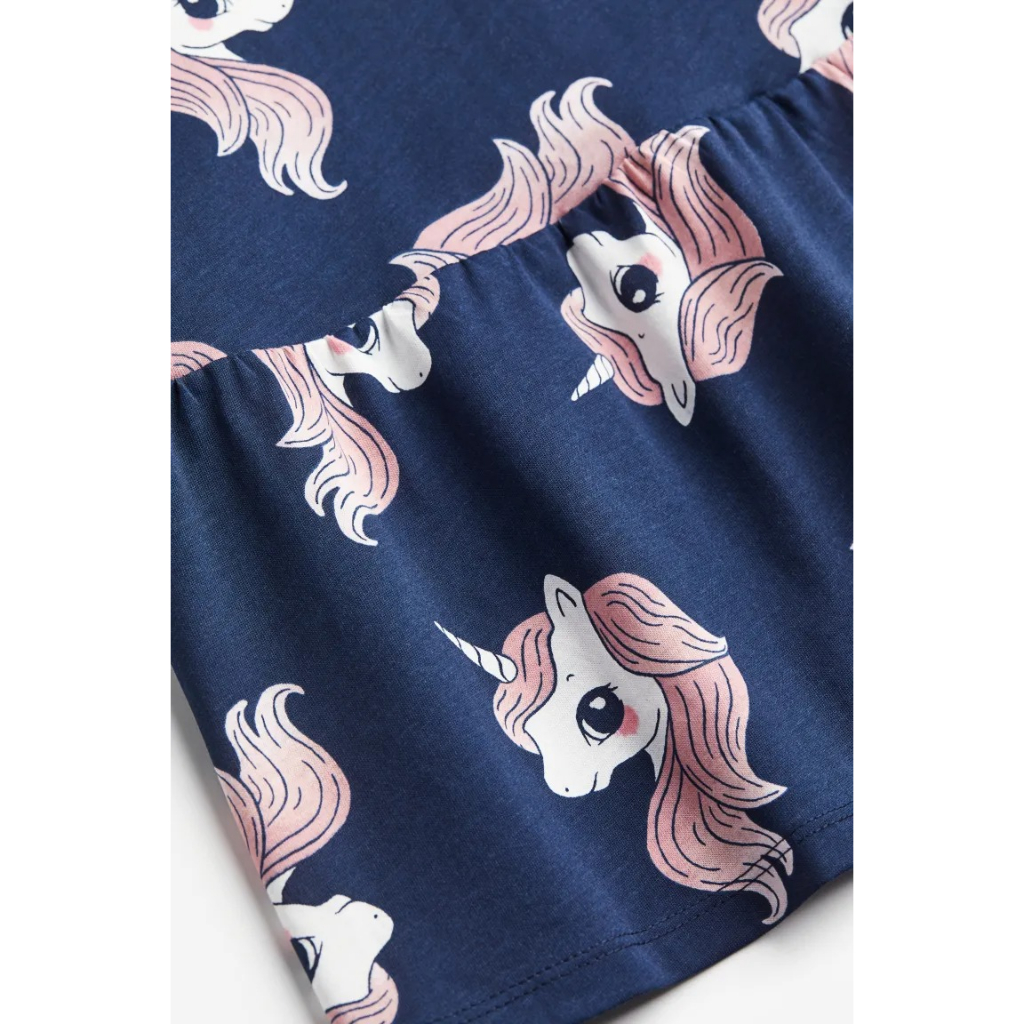 Váy hạ eo sát nách hoa xanh unicorn 1157735010 HM H&M_authentic US