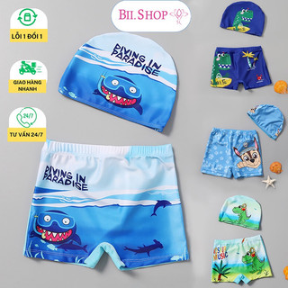 Set Quần bơi trẻ em kèm mũ hình khủng long Bii.Shop chất liệu cao cấp, quần bơi trẻ, đồ bơi trẻ em, đồ đi biển bé trai