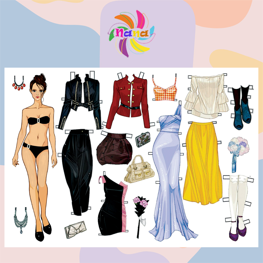 Búp bê giấy thay đồ thủ công thời trang phong cách Châu Âu cho bé Combo 9 hình siêu đẹp BBG010