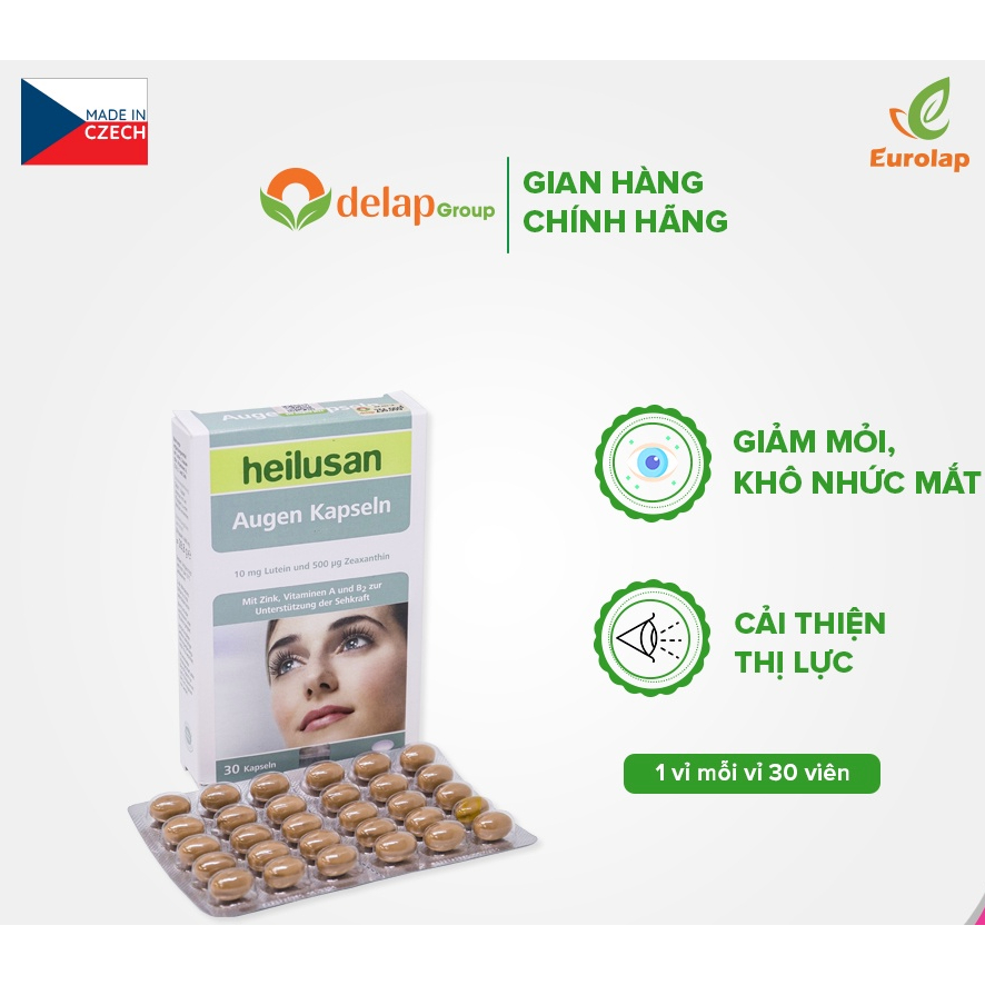 Augen Kapseln Heilusan - Bổ Sung Dưỡng Chất Cho Mắt, Giảm Mỏi, Khô Nhức Mắt (Hộp 30 viên)