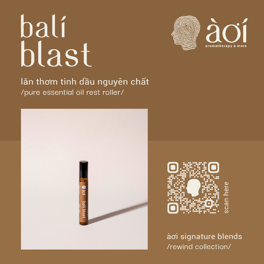 lăn thơm tinh dầu thiên nhiên bali blast | pure essential oil rest roller | àơi signature blend-bali blast in/rewind/