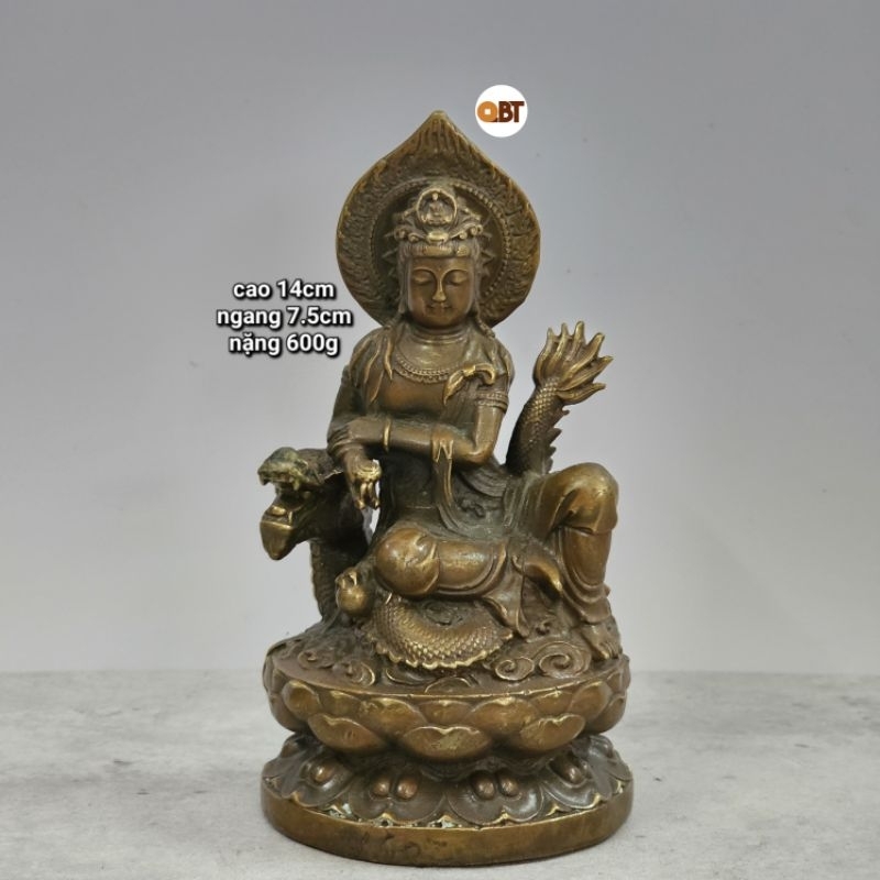 Phật bà quan âm tự tại cưỡi rồng bằng đồng phong thuỷ