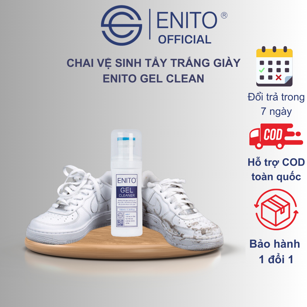 Lọ Vệ Sinh Giày Enito Gel Cleaner 100ml - Dùng Để Vệ Sinh Nhanh Giày Da Trơn, Da Bóng