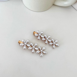 Set kẹp mái mỏ vịt đính hoa sang trọng Modleaf Pearl daisy pin set Hàn Quốc