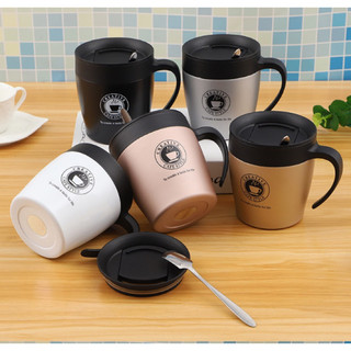 Cốc pha cafe inox 304 creative 330ml giữ nhiệt tặng kèm muỗng khuấy