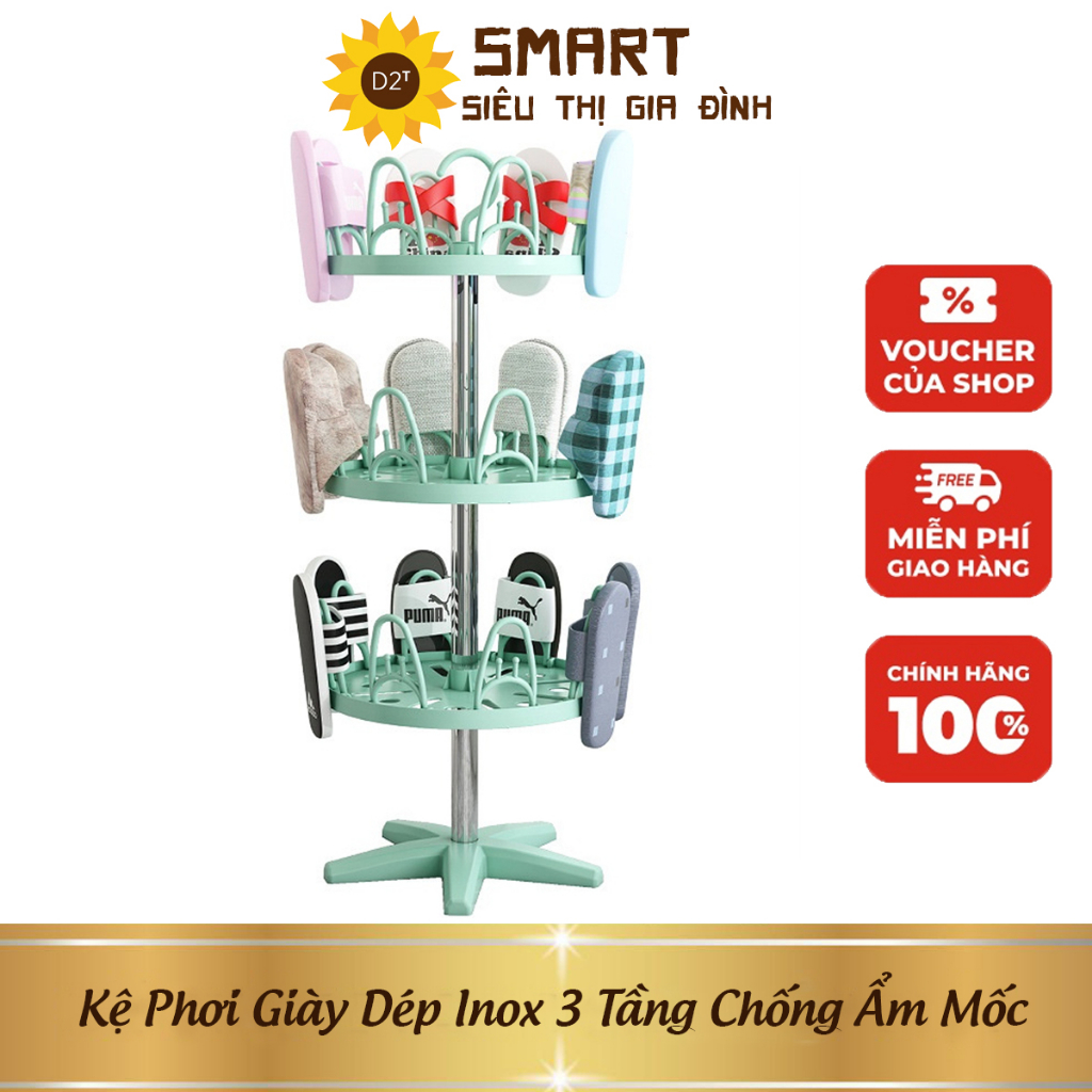 Kệ Phơi Giày Dép Inox 3 Tầng Chống Ẩm Mốc Đa Năng Tiện Lợi Cho Gia Đình