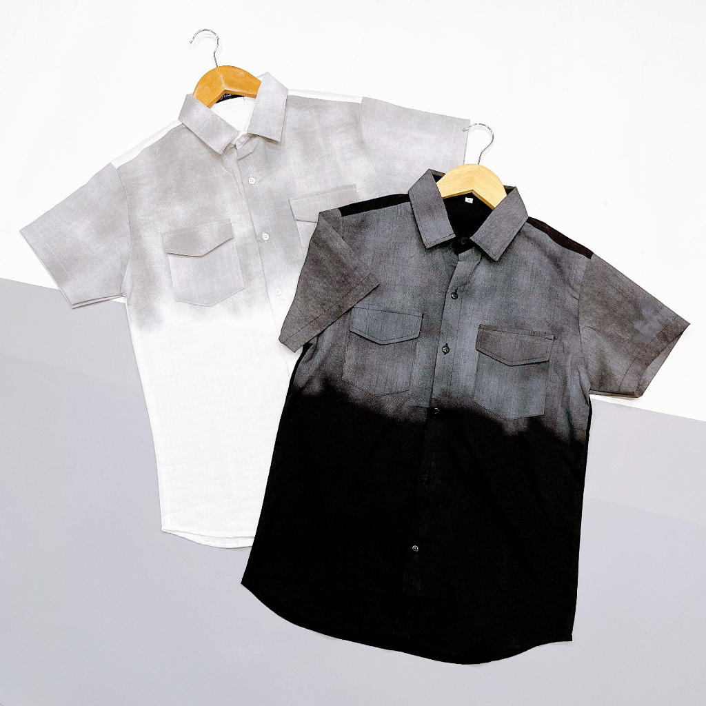 HCM ÁO SƠ MI NAM TAY NGẮN VẢI ĐŨI LOANG HOTTREND 1986