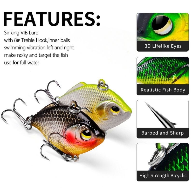 Mồi câu cá. cá giả VIB DK4 (8g/4.5cm), Cá Chẽm VIB Lure, mồi câu cá sắt