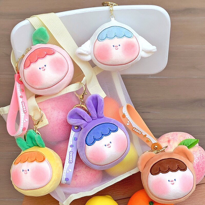 Móc khoá nhồi bông trái cây - Đào cute - Trang trí cặp, túi tote🌸🔥 HÀNG CÓ SẴN