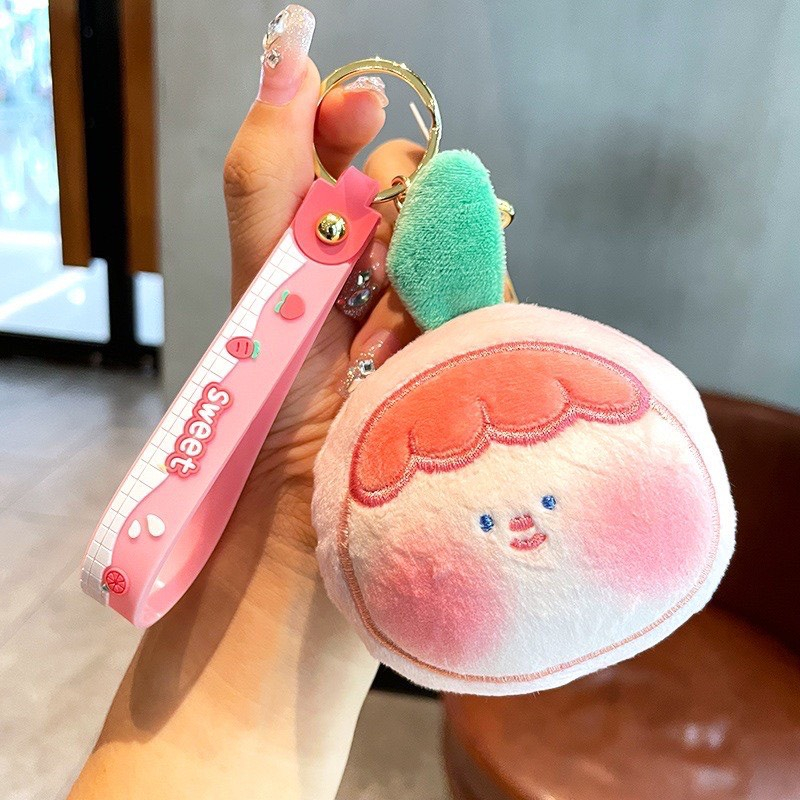 Móc khoá nhồi bông trái cây - Đào cute - Trang trí cặp, túi tote🌸🔥 HÀNG CÓ SẴN