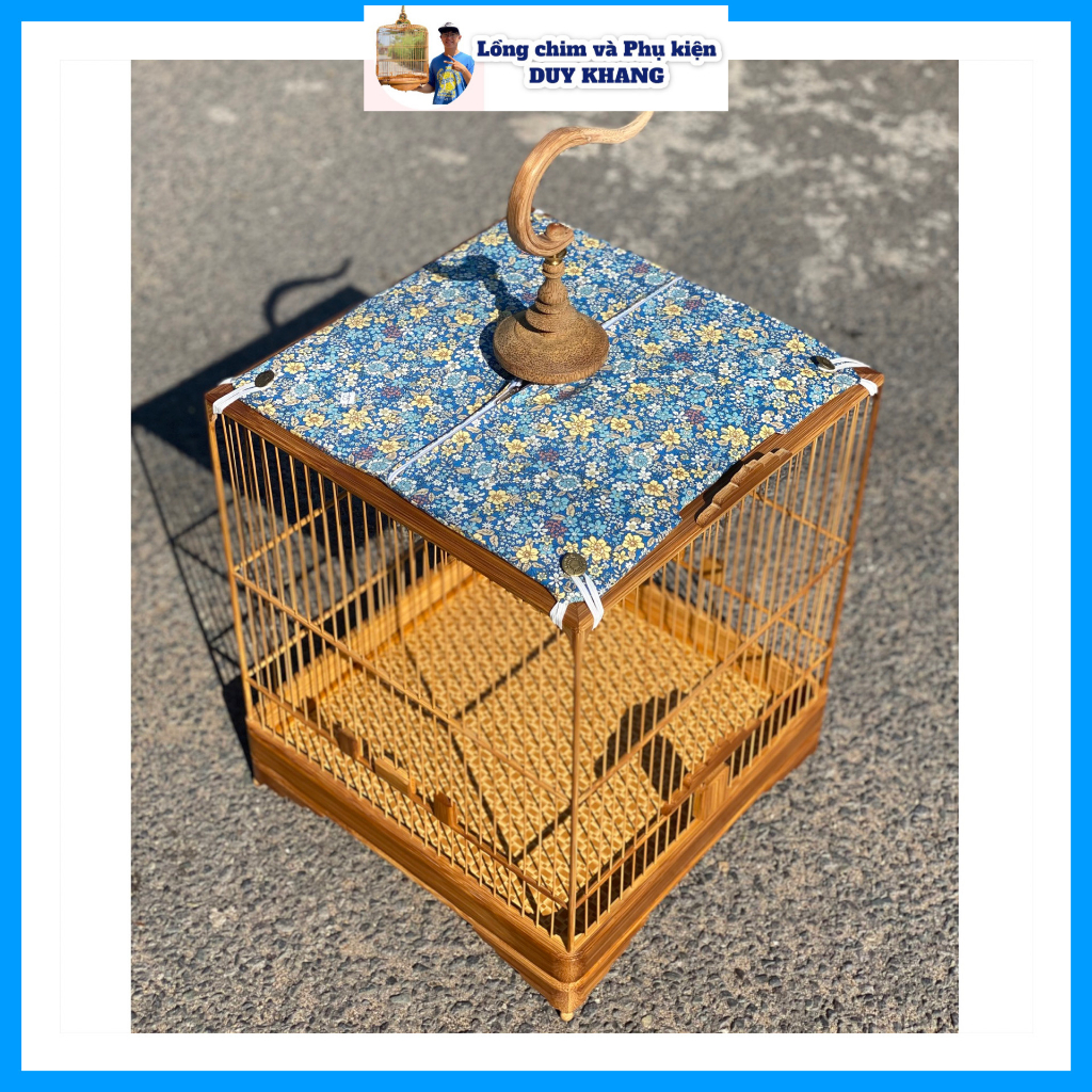 Nóc che lồng chim chào mào, mẫu hoa xanh nhí siêu đẹp, đủ size vuông/sing/thái - phụ kiện lồng chim Duy Khang