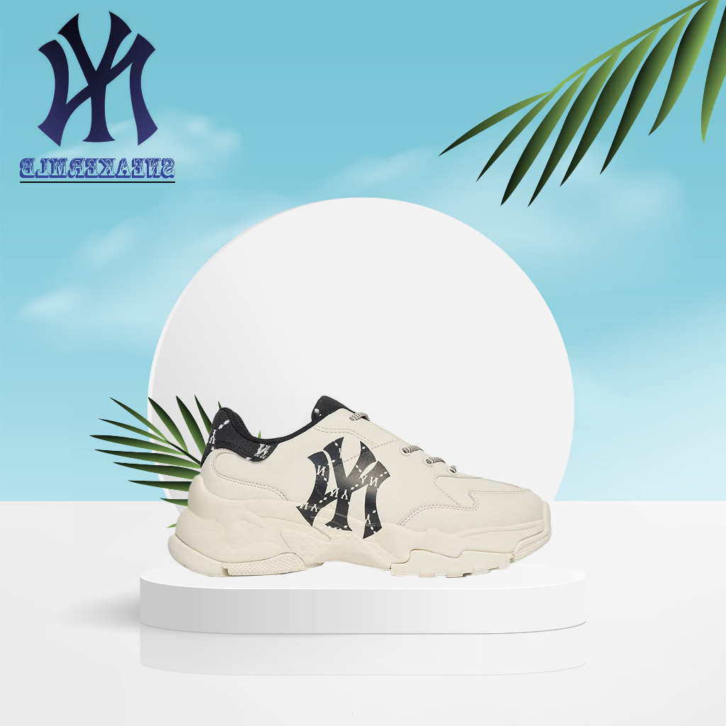 Giày MLB Bigball Chunky Monogram NY Gót Nhung Chính Hãng