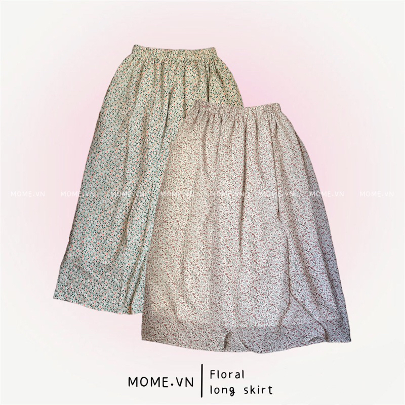 Chân váy dài hoa nhí lưng thun co giãn  - MOME.VN