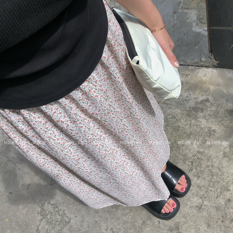 Chân váy dài hoa nhí lưng thun co giãn  - MOME.VN