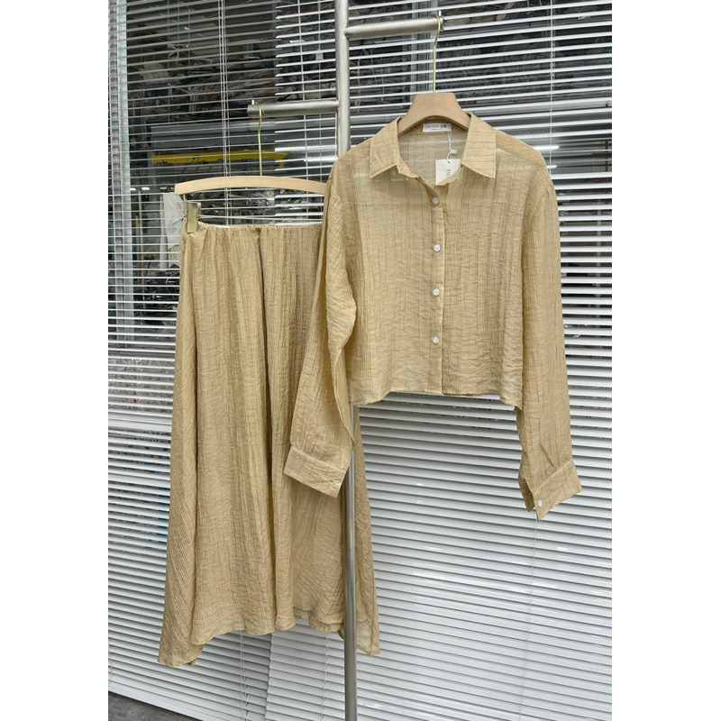 Set áo sơ mi kèm chân váy voan Nana21 Nanastore21