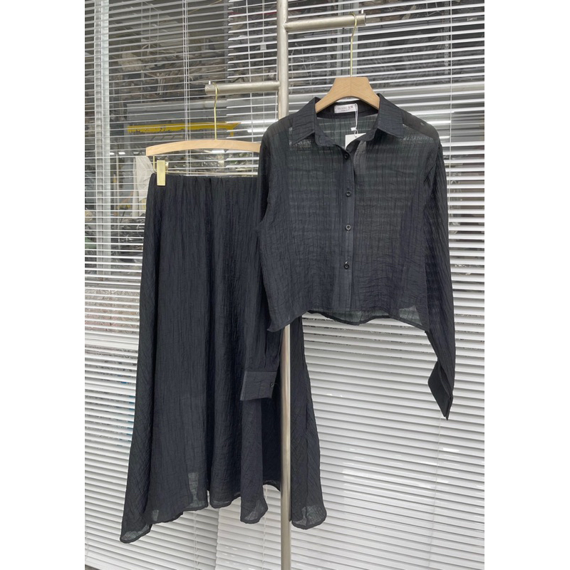 Set áo sơ mi kèm chân váy voan Nana21 Nanastore21